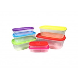 Contenedores de plásticos herméticos - 7 piezas con tapa multicolor