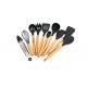 Utensilios de cocina modelo Nórdico, mango madera silicona 11 pzas